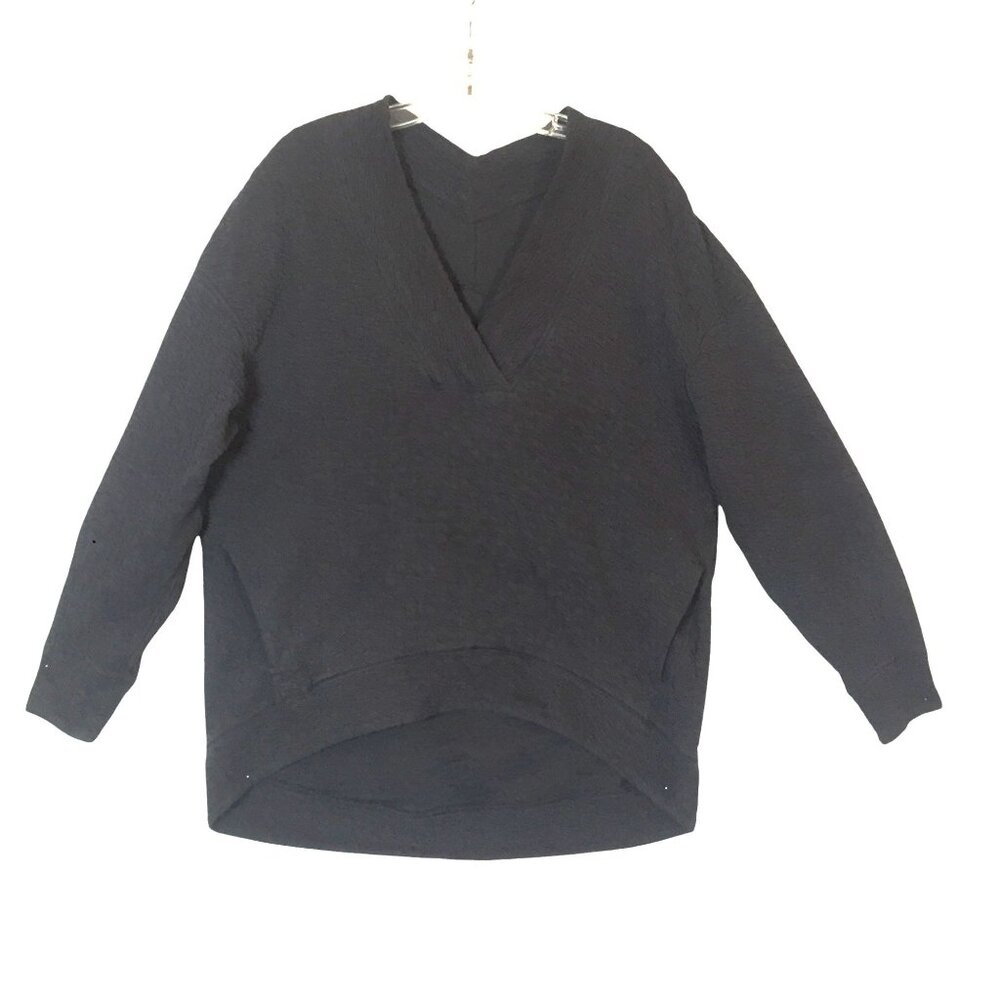 Lululemon Womens M Dark Gray Sweatshirt Long Sleeves Pockets High-Low